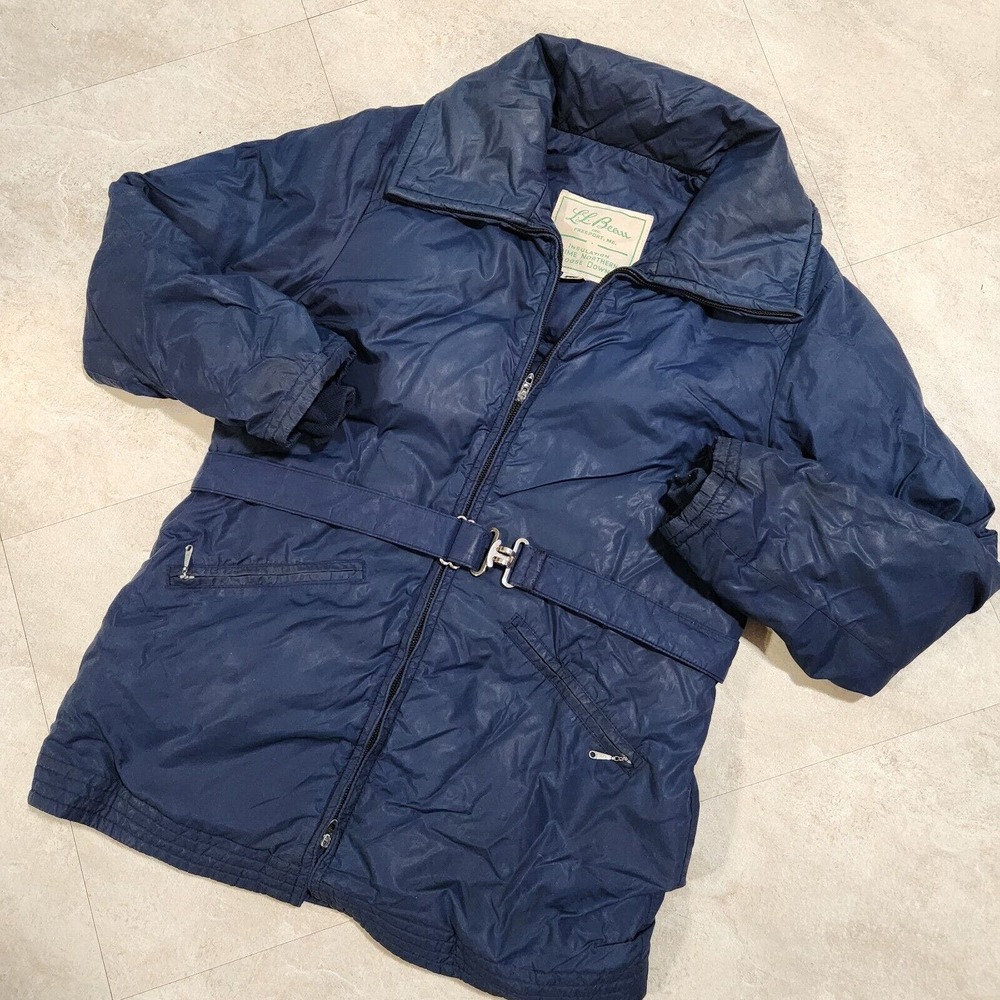 VTG‎ LL Bean Womens M Medium Prime Nothern Goose Down Belted Puffer Jacket Coat